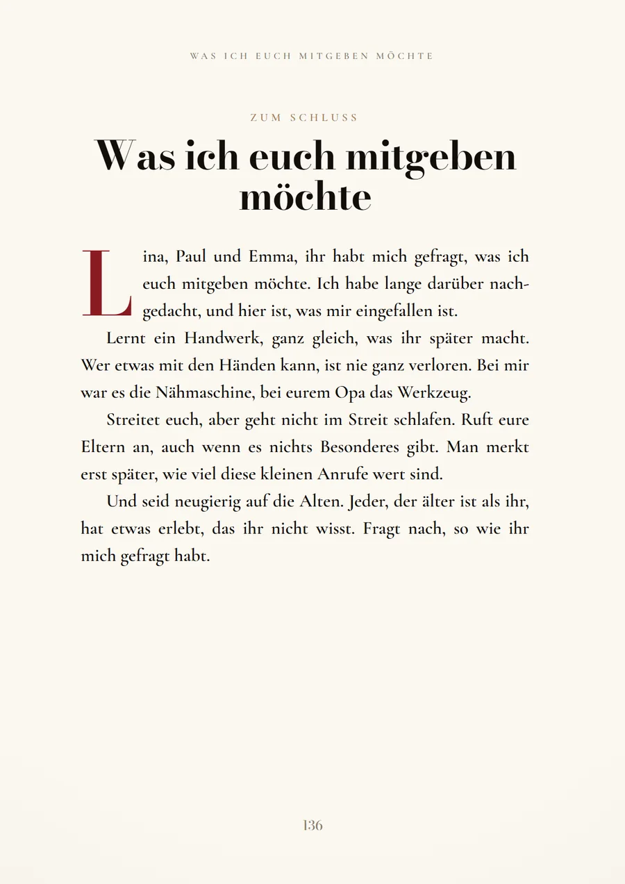 Das Kapitel „Was ich euch mitgeben möchte“